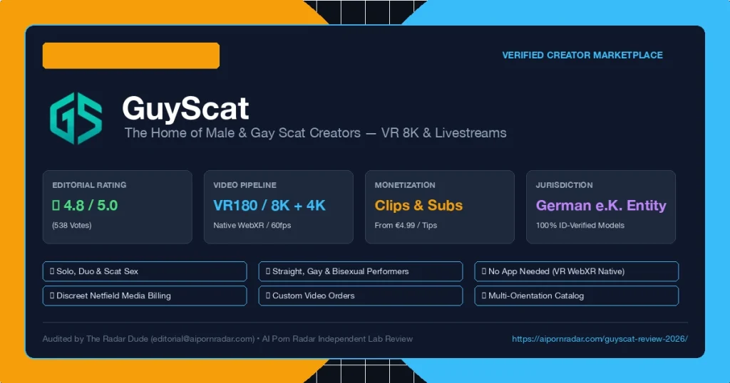 GuyScat Review (2026): Male & Gay Scat Creators, VR 8K Clips & Marketplace Audit