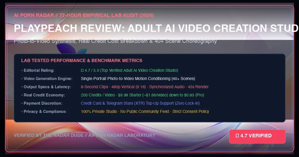 PlayPeach Review (2026): Adult AI Video Studio, Photo-to-Video Tests & Real Credit Cost Audit