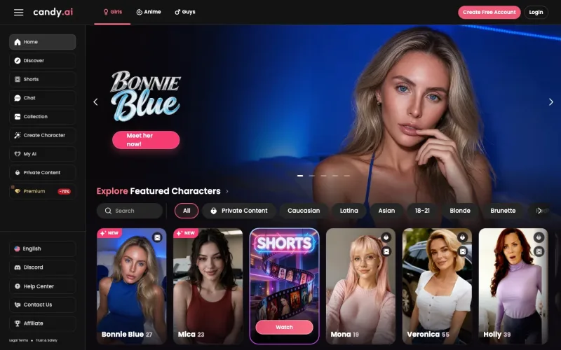 Candy AI companion interface evaluated against top adult visual and chat platforms