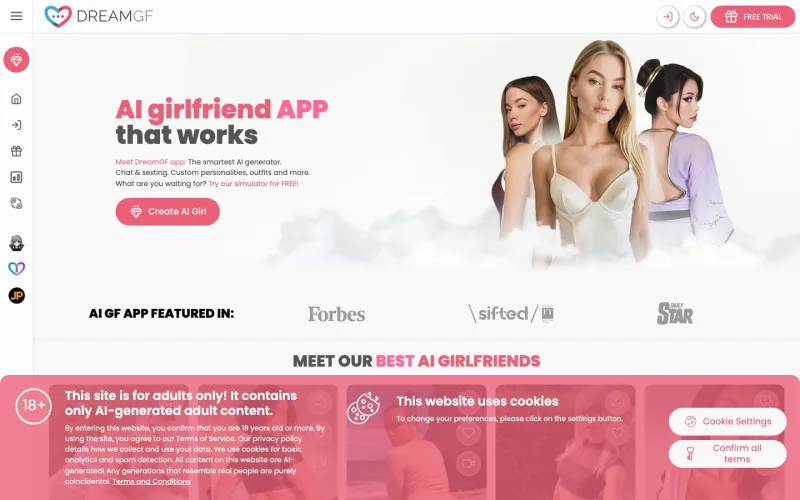 DreamGF character creation dashboard and alternative virtual girlfriend platforms