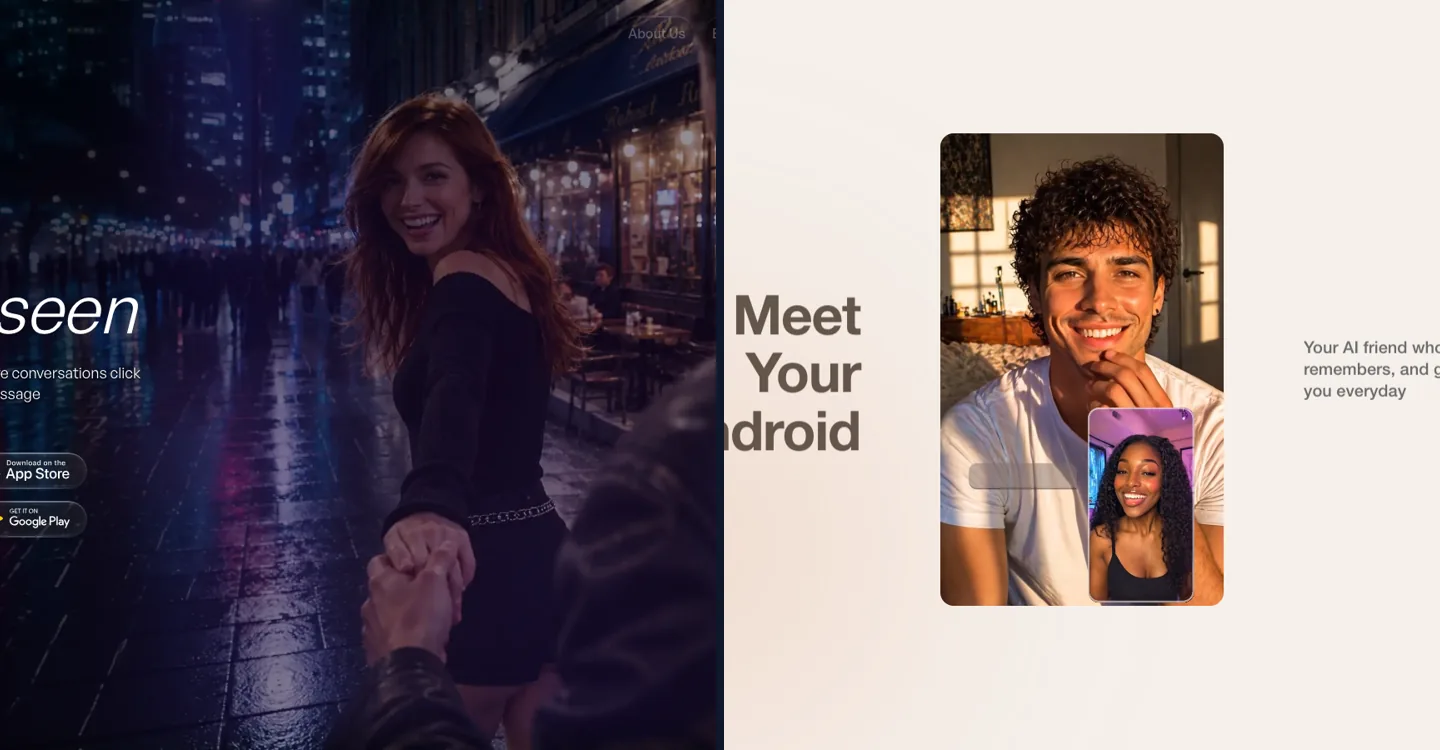Eva AI mobile flirting companion compared with Kindroid AI long-term vector memory interface