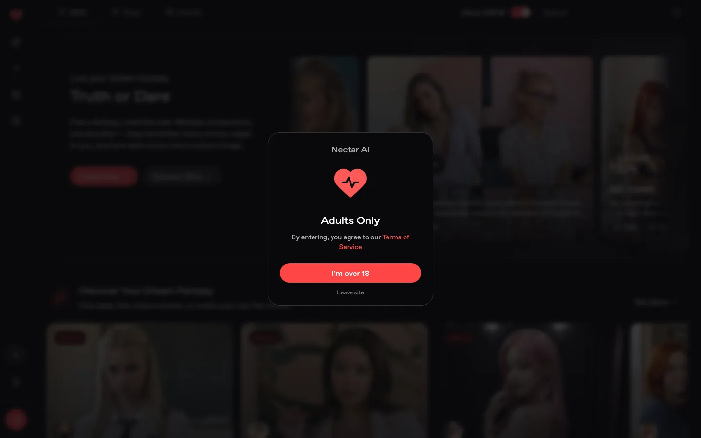 Nectar AI roleplay interface showing story branching and character state tracking